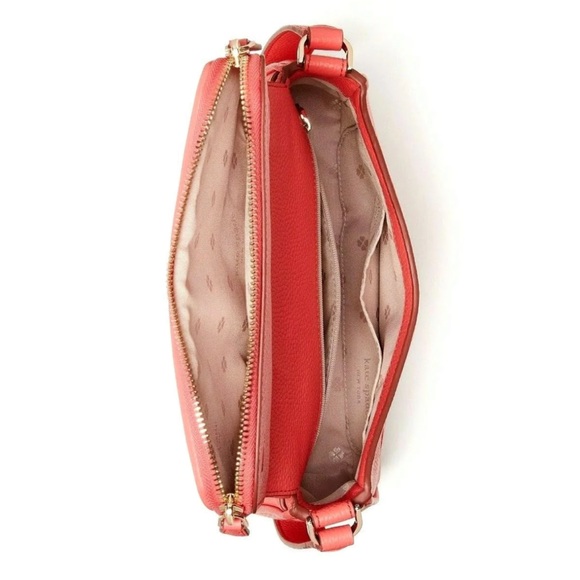 New Kate Spade Run Around Large Flap Crossbody Pebble Leather Peach Melba - Picture 5 of 5